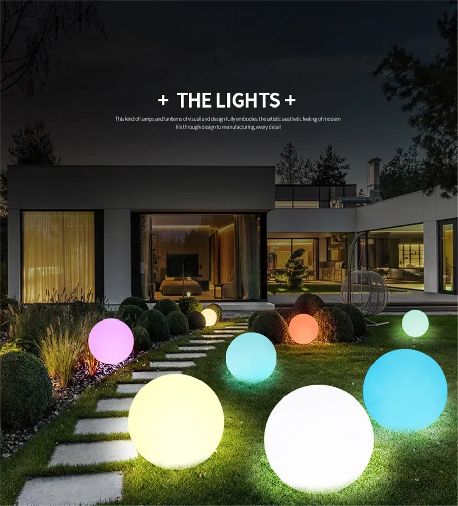 Imagem -05 - Criativo Led Luminous Round Ball Night Lights Controle Remoto da Bateria 16 Cores Jardim Paisagem Gramado Lâmpadas para Festa Decoração de Natal