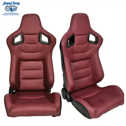 Burgundy PVC Adjustable Single and Double Slider Universal Racing Car Seat