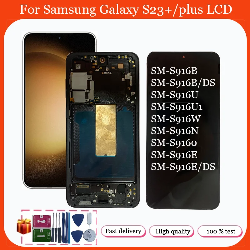 

New OLED Display For Samsung Galaxy S23 Plus LCD Display Touch Screen Assembly For Samsung S23+ S916B S916U S916W S916N LCD