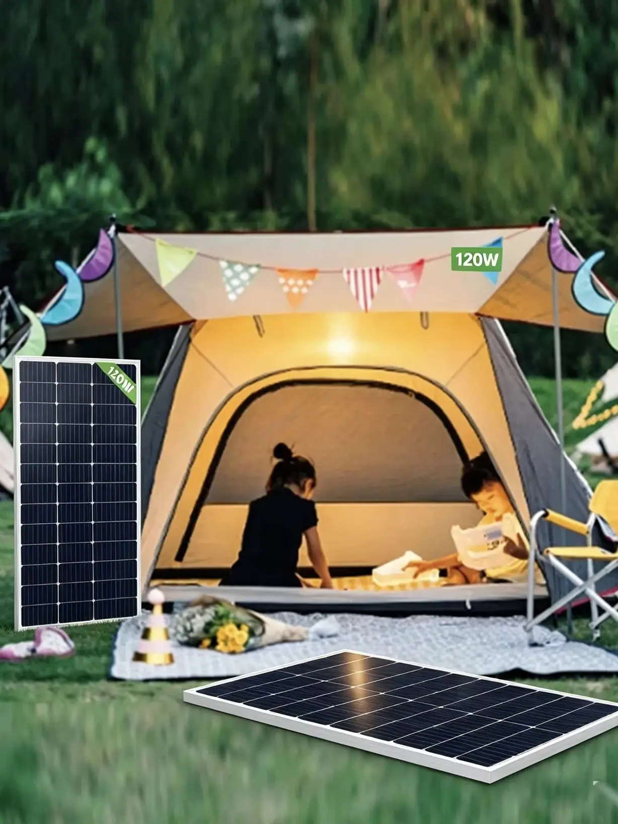 120 W 240 W 360 W 480 W Solarpanel 18 V starres Glasscheibe Monocrystaillne Solarzelle 12 V/24 V Batterieladegerät 1000 W Kits Heimdach