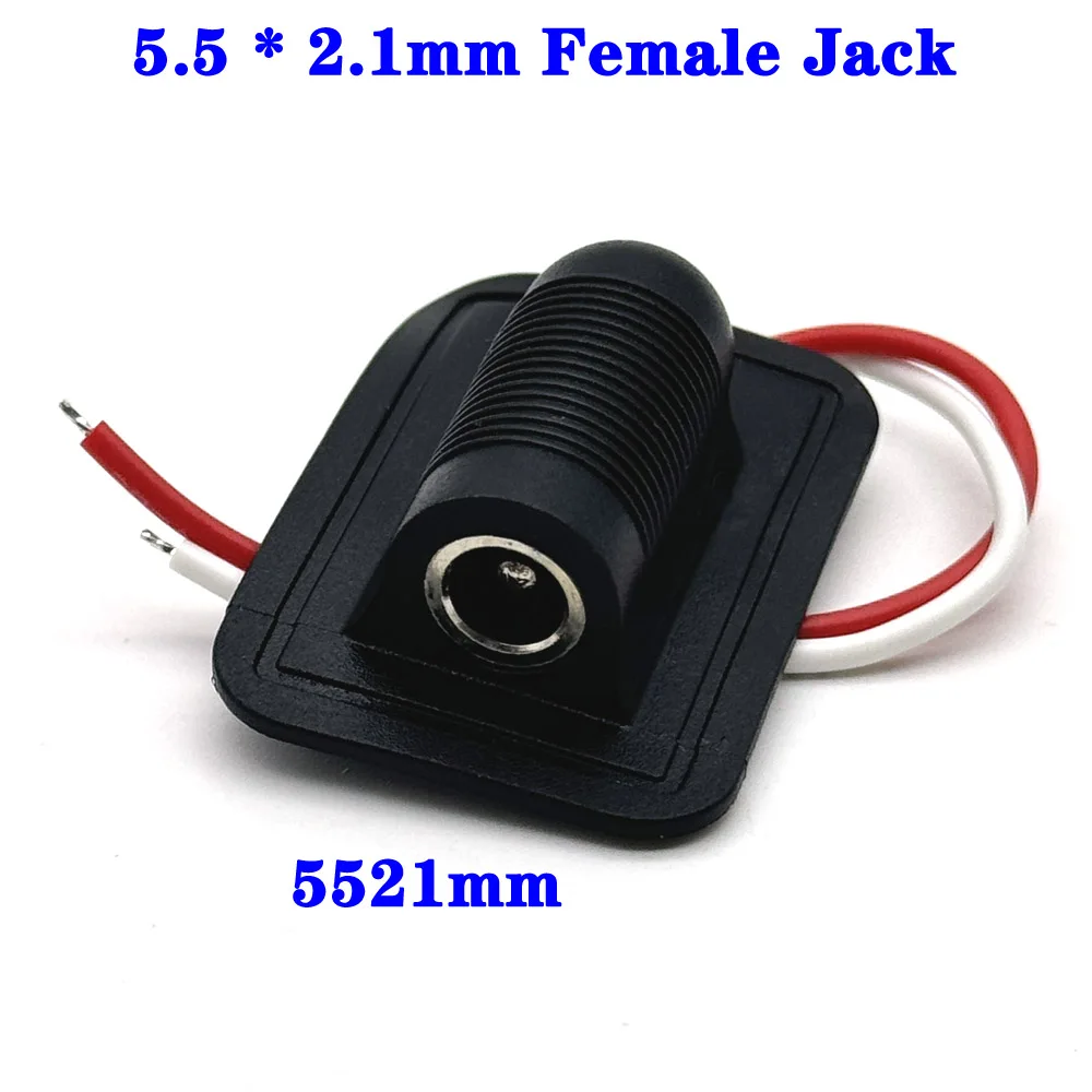 

1/3pcs 5521 With Cable Wired DC power Female 5.5 * 2.1 mm DC Socket High Current All Female Power Plug 5521 Connector