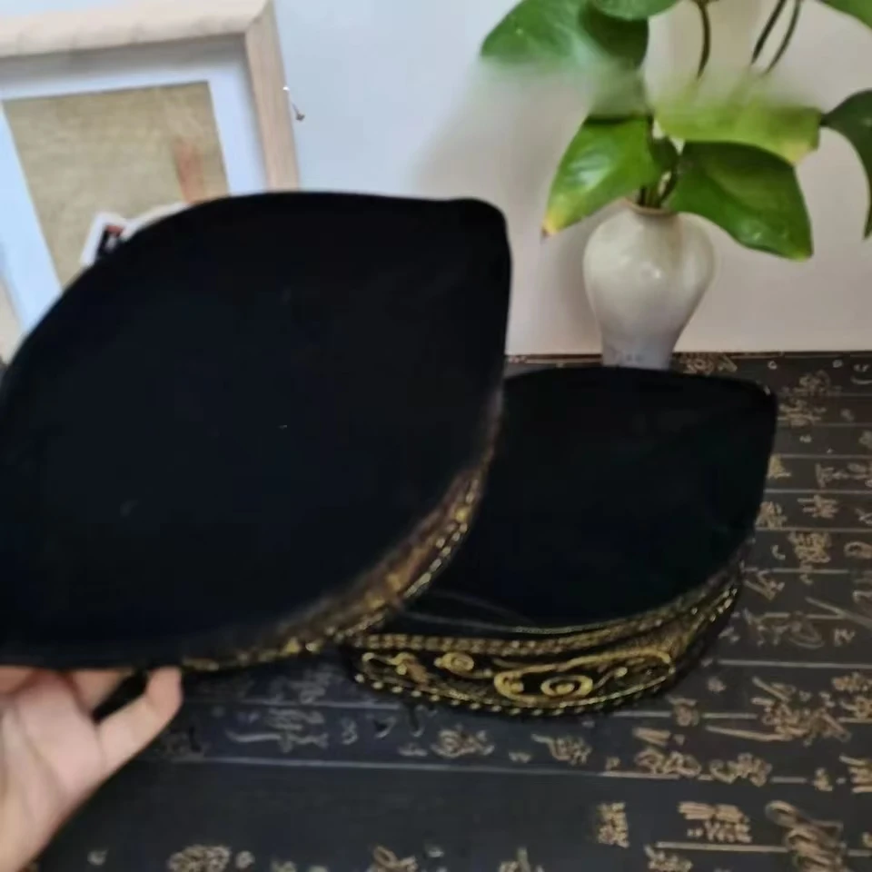 Embroidery Malaysian Boat Caps Black Eid Ramadam Prayer Hat For lslam Men Velvet Soft Touching Turkey Headwear