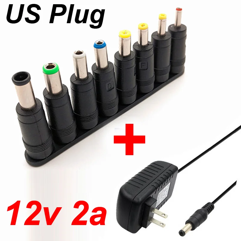 Cable de alimentación Universal de 110V, 220V a 12V, 2a, CC, CA, Conector de carga, adaptador de 2,5, 2,1 MM para enrutador, altavoz y cámara