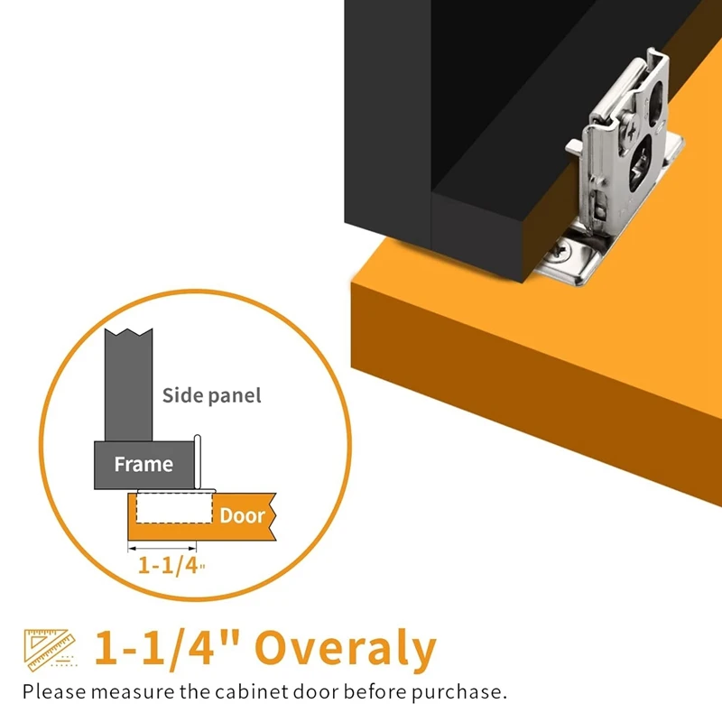 10 Pack 1-1/4 Inch 3D Overlay Soft Close Concealed Hinges Kit For Face Frame Door, Control Closing Speed,105° Open Angle