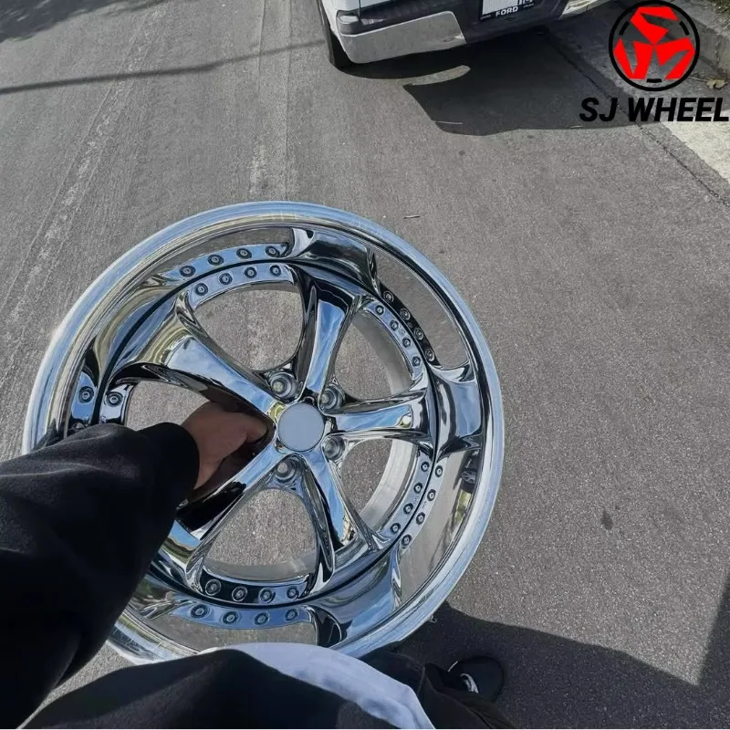 17-22 Inch Multi PCD 3-Piece T6061 Polished Forged Alloy Wheels Aftermarket Performance Rims For Tuning Racing Sport Vehicles Up