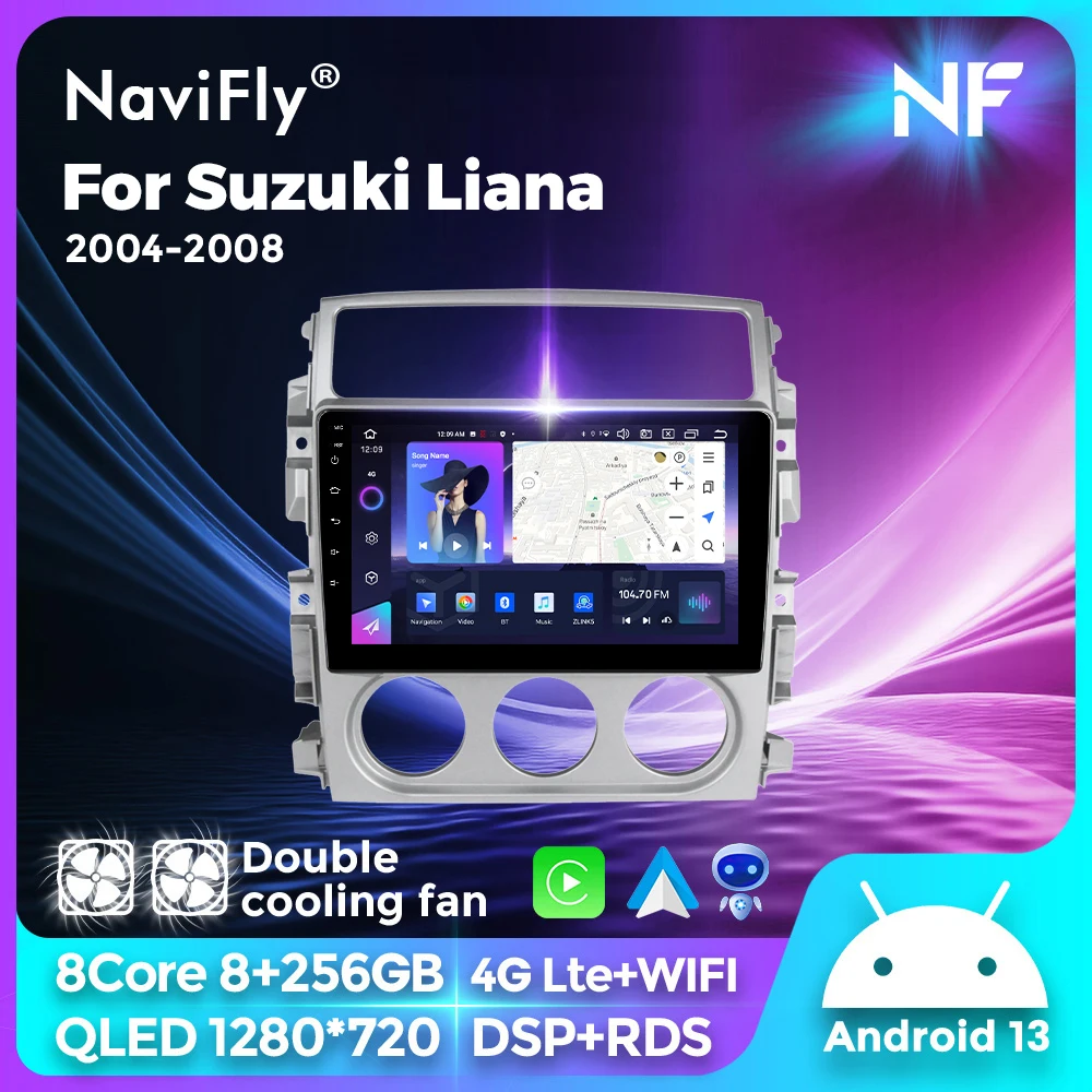 

NaviFly 8+256G Android Auto CarPlay Monitor For Suzuki Liana 2004-2008 GPS 2 Din Car Radio DSP Intelligent Systems Stereo Player