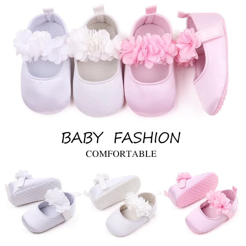 Baby Shoes Cute Girl Flowers White and Pink Soft Cotton Toddler First Step Shoes Beautiful Girl Shoes High-quality 2023 Fashion