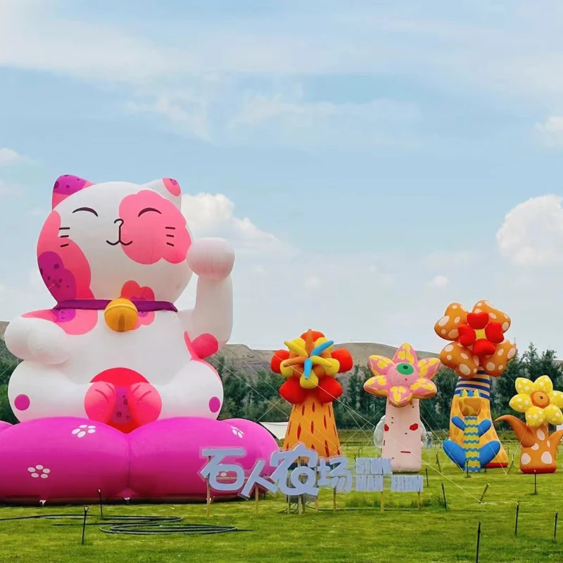 Carnival Customized Giant Inflatable Flower Decoration with Light for Event Lawn Oxford Cloth Material Custom Logo