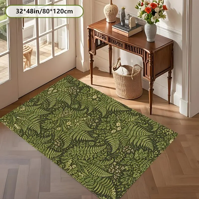 Vintage Forest Fern Floral Rug Soft Velvet Living Room Bedroom Home Decor Carpet Mat