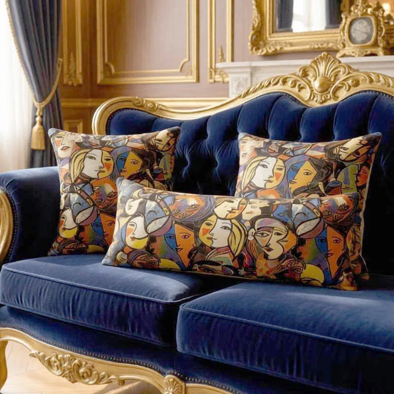 Homestay Throw Pillow Smooth Glossy Cover Zipper Villa or Car Body Pillows and Rectangular Sofa Pillowcase Design Luxury Cushion