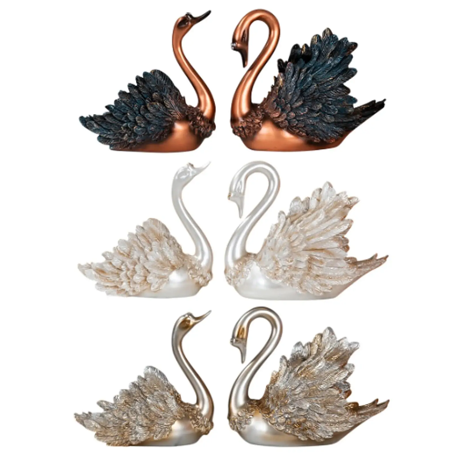 

2 Pieces Swan Sculpture Housewarming Gift Decor Swan Figurine Swan Statues Couple for Centerpiece Balcony Tabletop Cabinet Porch