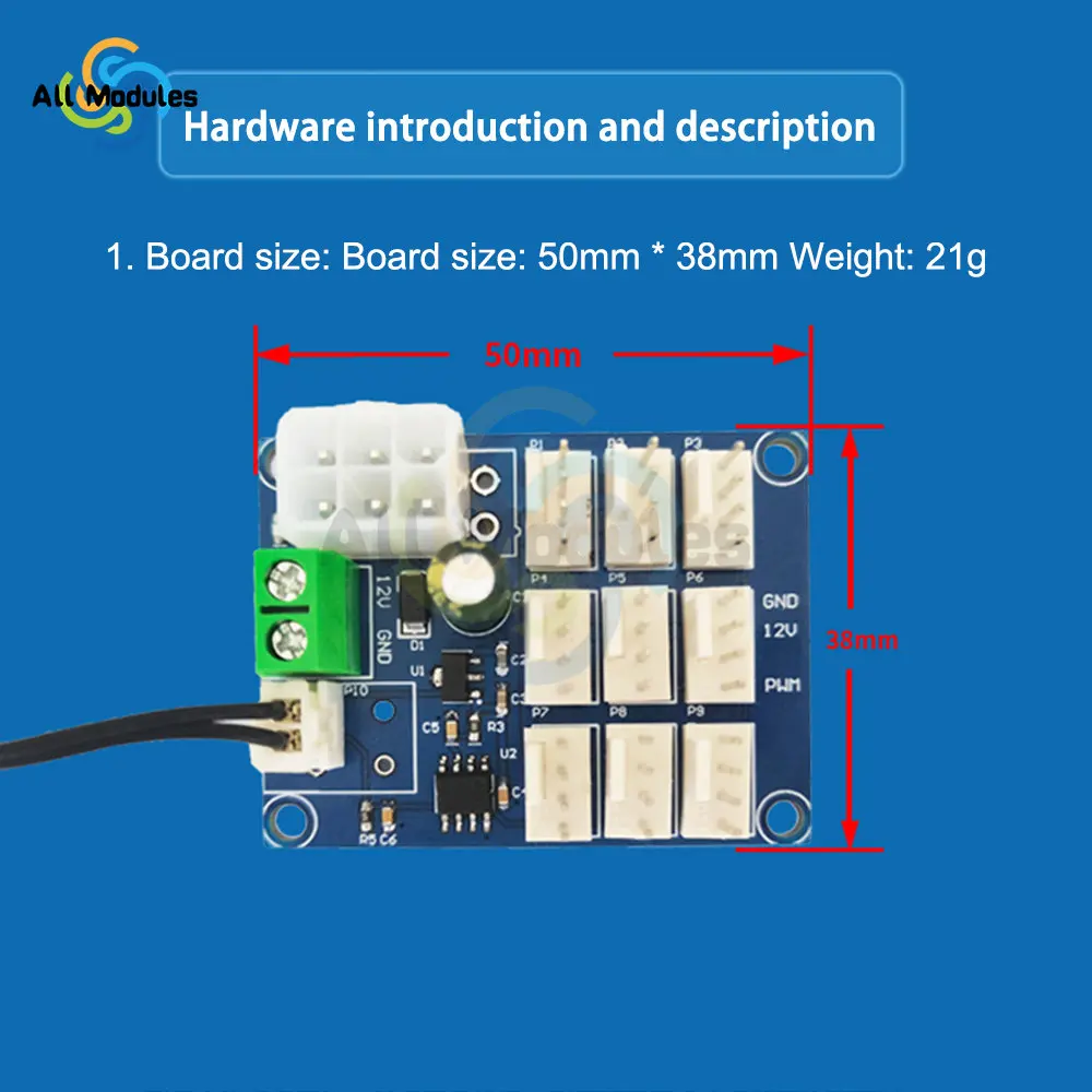 Computer case fan multi-channel speed regulator PWM speed regulation NTC 12V temperature measurement temperature control