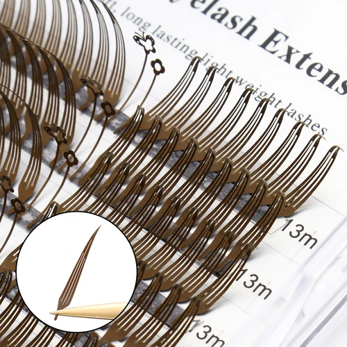 Imagen 2 del producto XIUSUZAKI Brown Fox Comic Spire Lashes Premade Fans Extensiones de pestañas Natural Suave Volumen Individual Proveedores de pestañas postizas