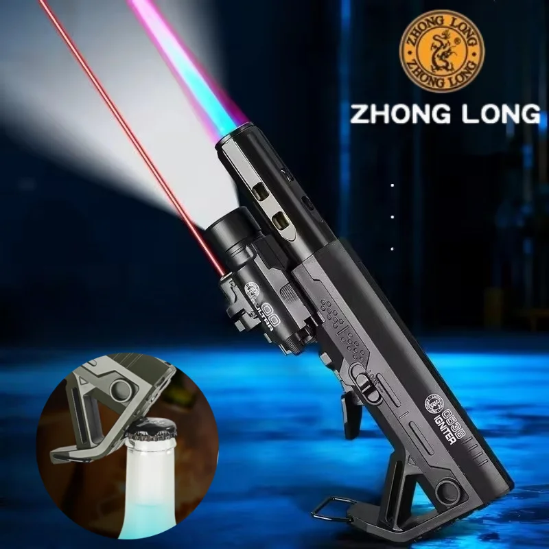 

New Windproof High Flame Outdoor Lighter Multifunctional Lighting Laser Bottle Opener Pendant Direct Spray Flame Camping Lighter