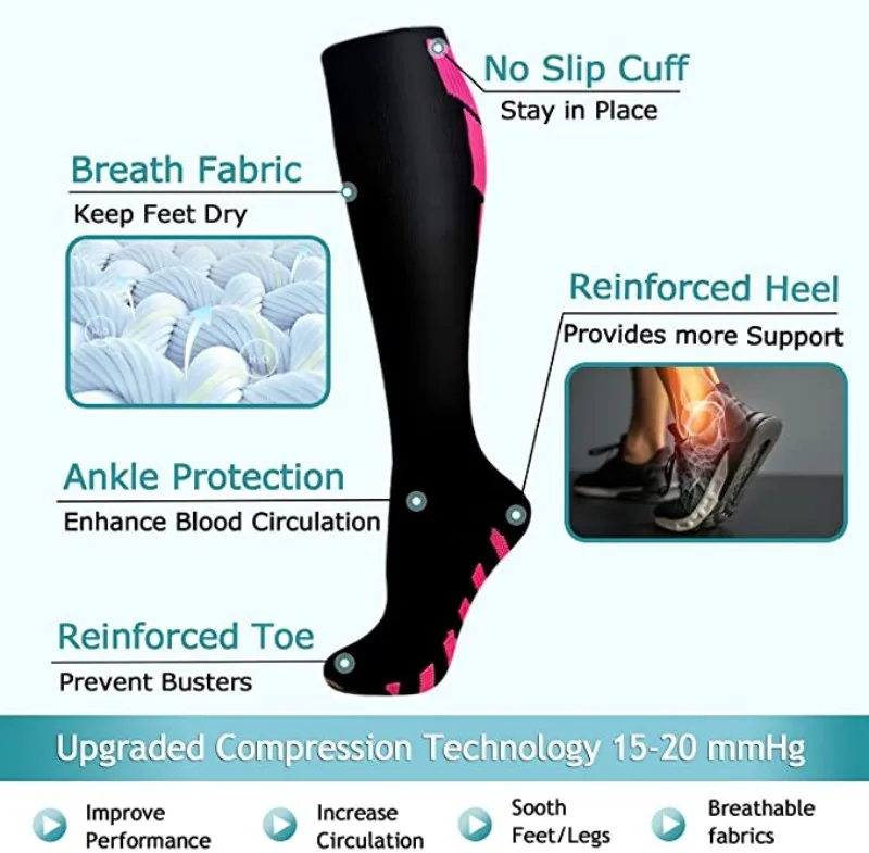 Professional Compression Socks, Relieve Calf Muscle Fatigue, Gently Promote Blood Circulation, Six Colors Available Unisex