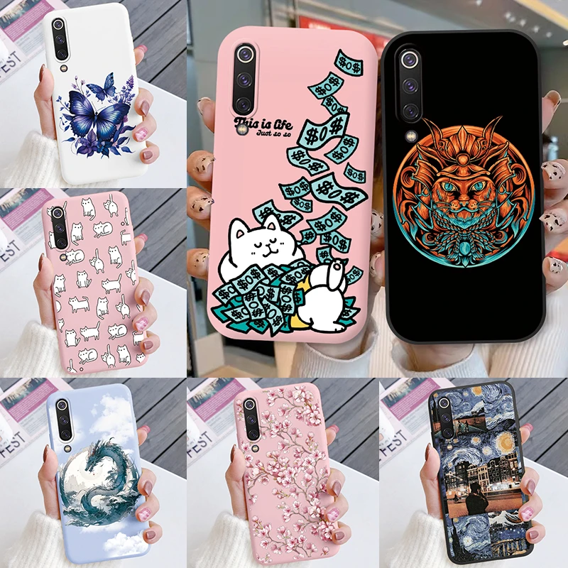 For Xiaomi A3 Mi A3 Lite Case Funny Cartoon Cat Shell Luxury Fashion Flower Pattern TPU Soft Cover For Xiaomi A3 A 3 Lite Fundas