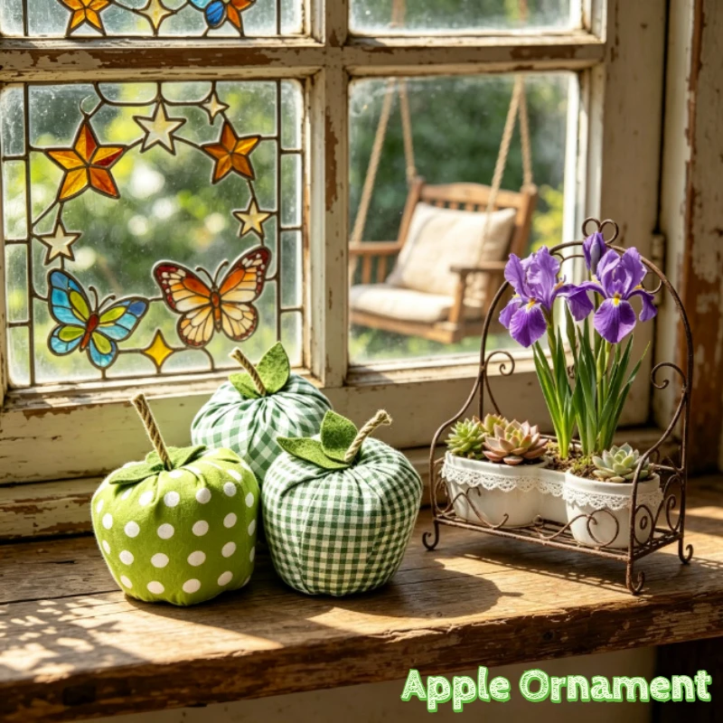

Fabric Apple Ornament Rustic Farmhouse Spring Decor Tray Tabletop Kitchen Dining Room Home Figurine Artware Spring Family Decor