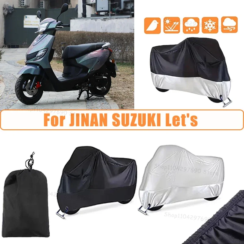 210D Oxford Motorcycle Cover Waterproof All Season UV Protection For JINAN SUZUKI Let's Anti-Tear Windproof Motorbike Cover