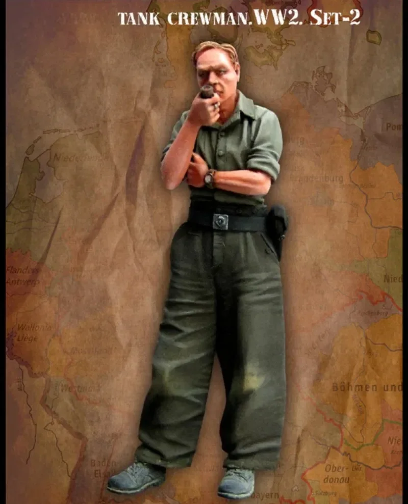 Harzfigur im Maßstab 1:35, Montagemodellbausatz, ruhender Panzer, Soldat, historische Miniaturskulptur, unmontiertes und unbemaltes DIY-Spielzeug