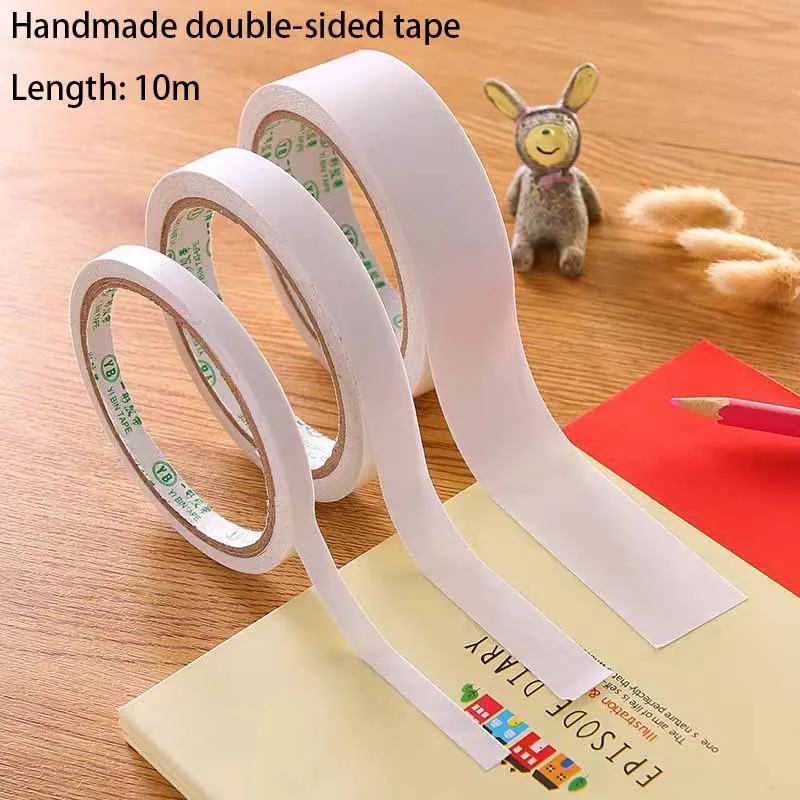 10m DIY White Double-sided Adhesive, Strong Student Manual Office, Double-sided Adhesive, Long Transparent Double-sided Adhesive