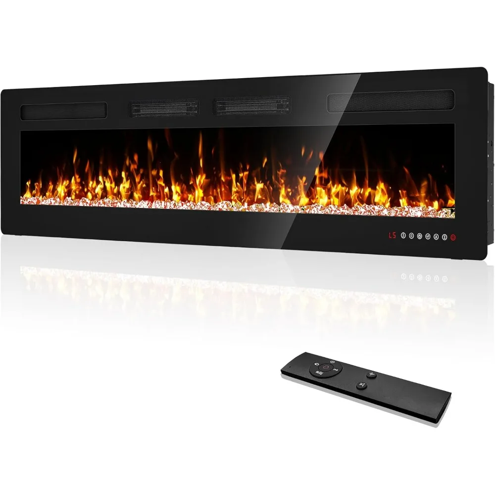 72 inch Ultra Thin Electric Fireplace Inserts and Wall Mounted with Remote Control & Touch Screen 1500W Fireplace Heater