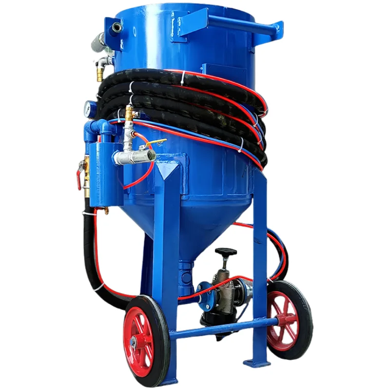 High Pressure Wet Mobile Sandblaster Pot Manual Sand Blasting Machine Use for Rust Removal Car Renovation Stone Texturing