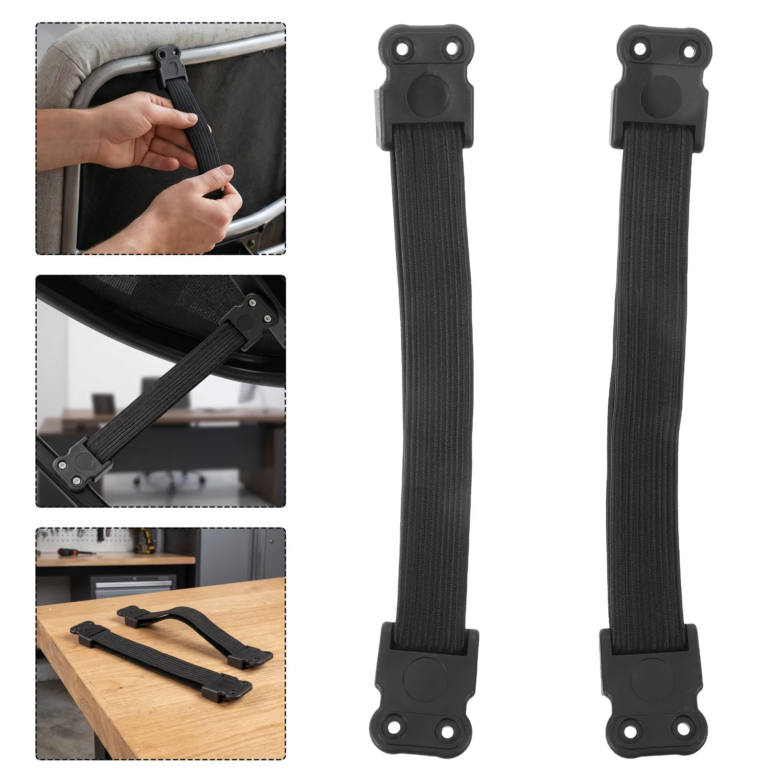 2Pcs Chair Elastic Band Thickened Black Stretch Webbing Office Computer Gaming Chair Seat Replacement Repair Straps High