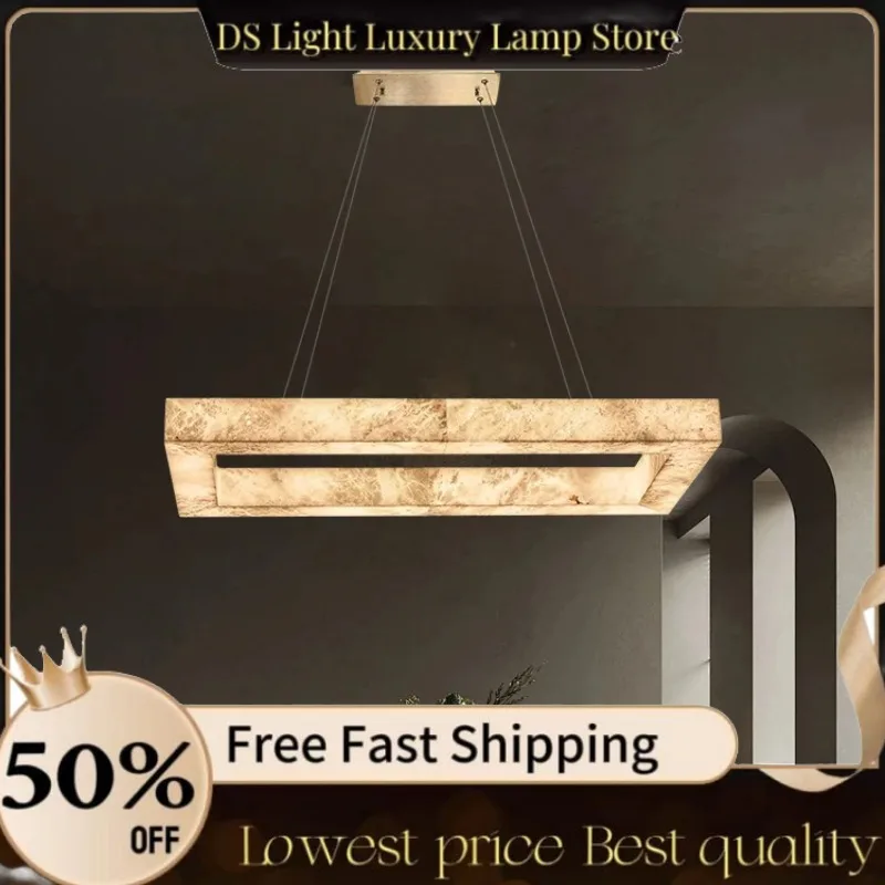 

Dimmable LED Gold Chrome Marble Chandelier Pendant Light Suspension Luminaire Lampen Alabaster Hanging Light For Dinning Room