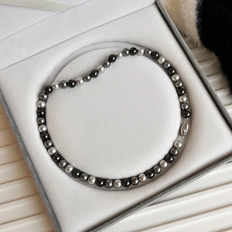 Herbst und Winter Elegante Mischfarbe Imitation Perle Kurze Halskette Neue Schmuck Für Frauen Sexy Schlüsselbein Kette Zubehör – Detail 7