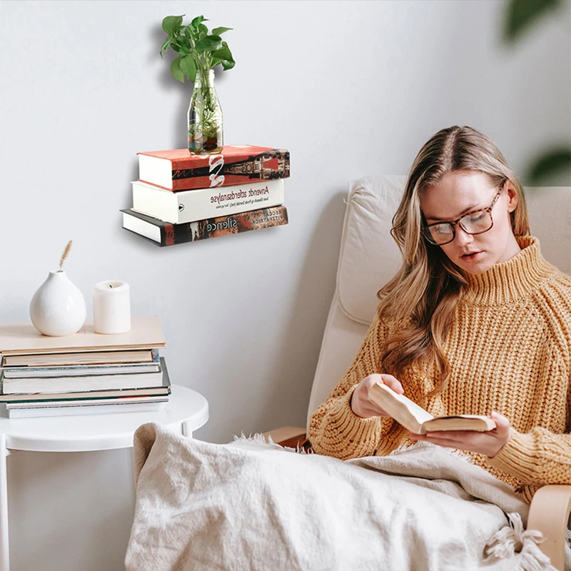 Invisible Floating Bookshelf Shelves Wall Mounted Book Organizer for Home Entryway Bedroom Wall Ledge Bookcase Organizer