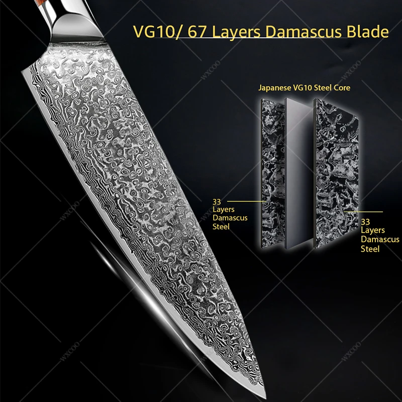 Professional Japanese Chef Knives Damascus Steel VG10 Meat Fish Fruit Bread Santoku Knife Butcher Boning Cleaver Kitchen Knife