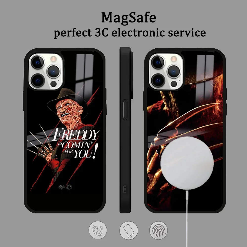 F-Freddy Horror K-Krueger Phone Case For IPhone 16 15 14 13 12 11 Pro Max Plus Mini Magsafe Mirror Wireless Magnetic Cover