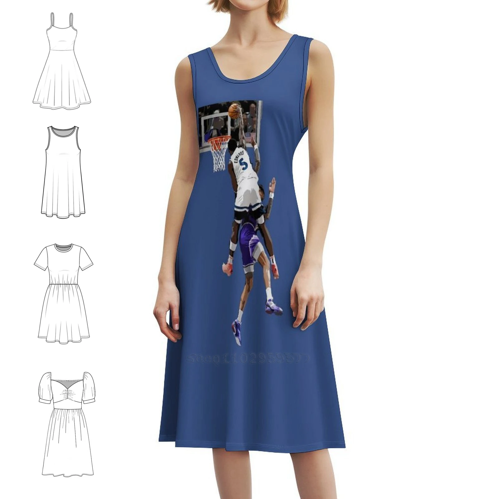 

Энтони Эдсардс повседневное платье в корейском стиле для женщин простые повседневные офисные женские платья баскетбол баскетболист баскетбол