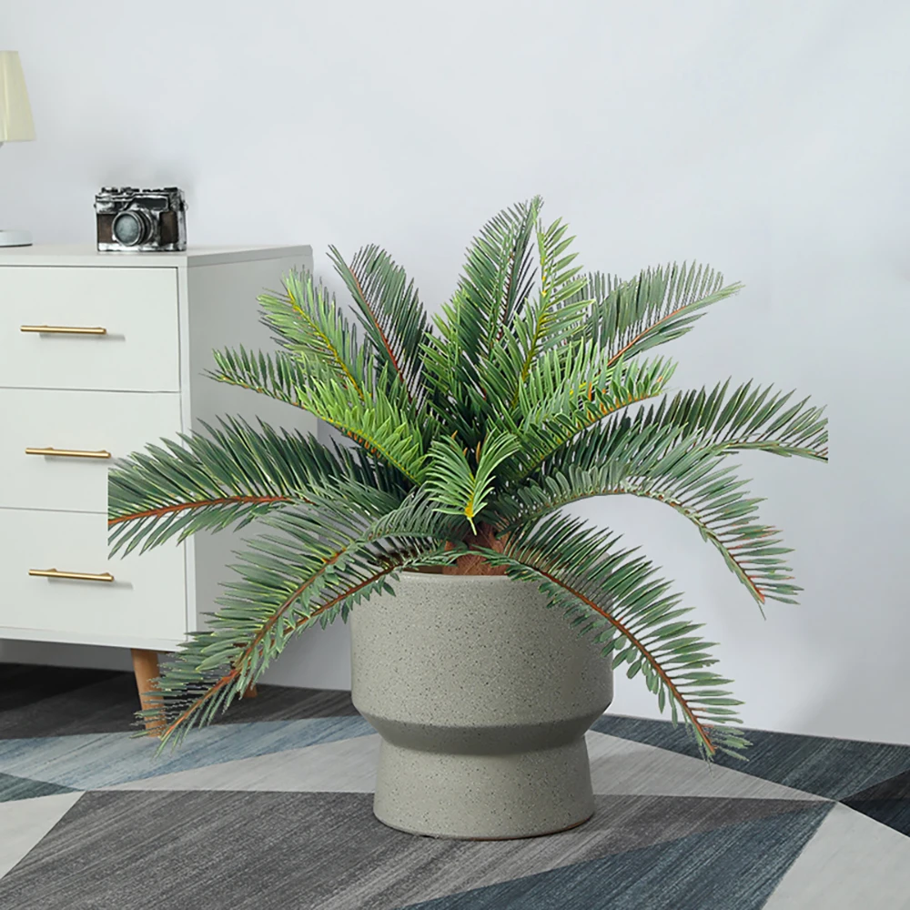 45 cm 21 Blätter Künstliche Palmpflanzen Gefälschte Kokosnussbaum Kunststoff Sago Cycas Blätter Tropische Outdoor-Pflanzen Für Hausgarten Dekor – Detail 6
