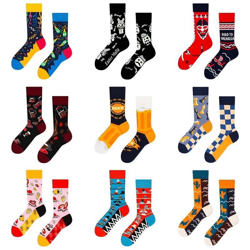 

New Fashion Colorful AB Trend Style Cotton Crew Socks Unisex Women Men Couple Novelty Long Socks Gifts Dropshipping Wholesale