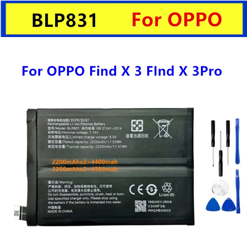 High Quality BLP831 Phone Replacement Battery For Oppo Find X3 Pro X3Pro CPH2173 PEEM00 Batteries+ Free Tools