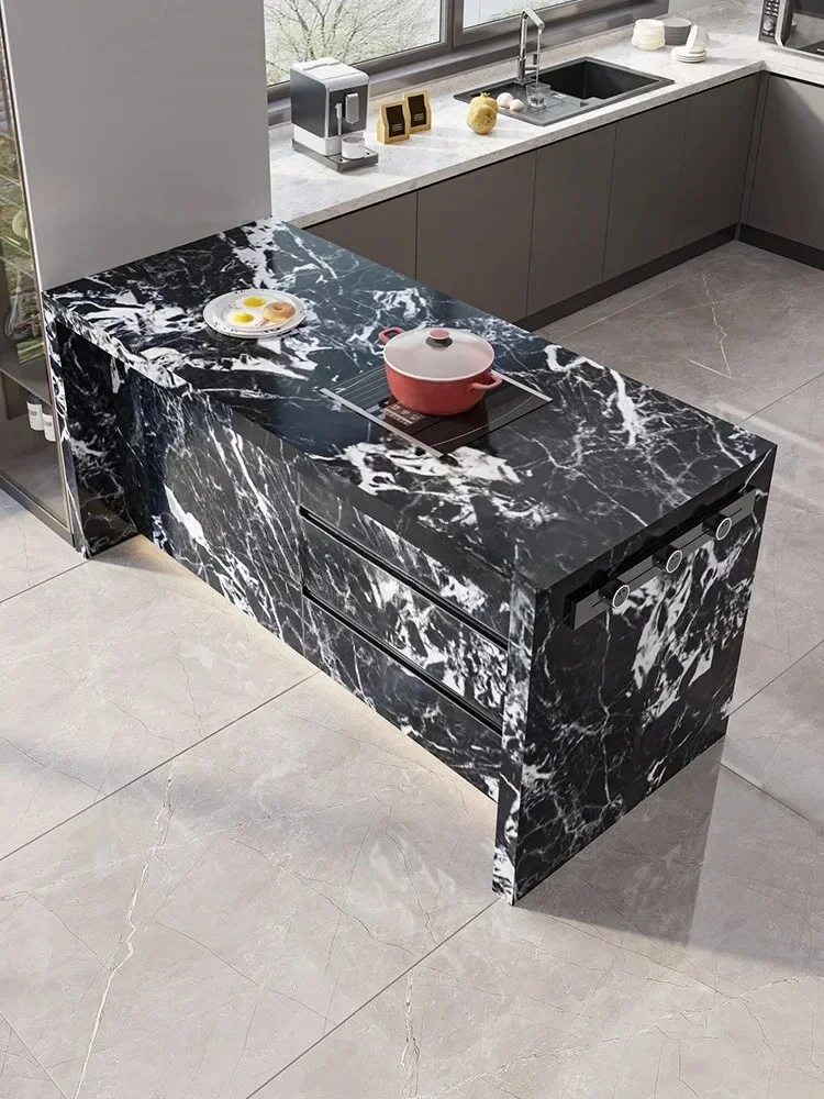 G Minimalist rock slab island dining table integrated center guide down table separate open kitchen bar table