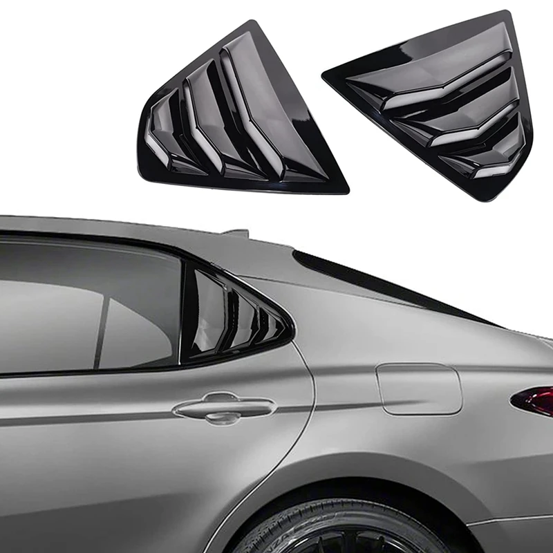 For Toyota Camry 2018-2023 Replacement Rear Side Window Louvers Air Vent Scoop Shades Cover Trim Blinds - Glossy Black