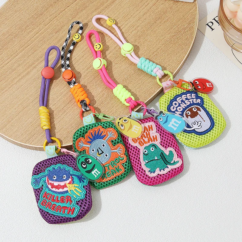 Trendy Handwoven Coin Purse Cute Portable Storage Pouch Keychain Charm Anti Lost Lanyard Mini Bag Accessory