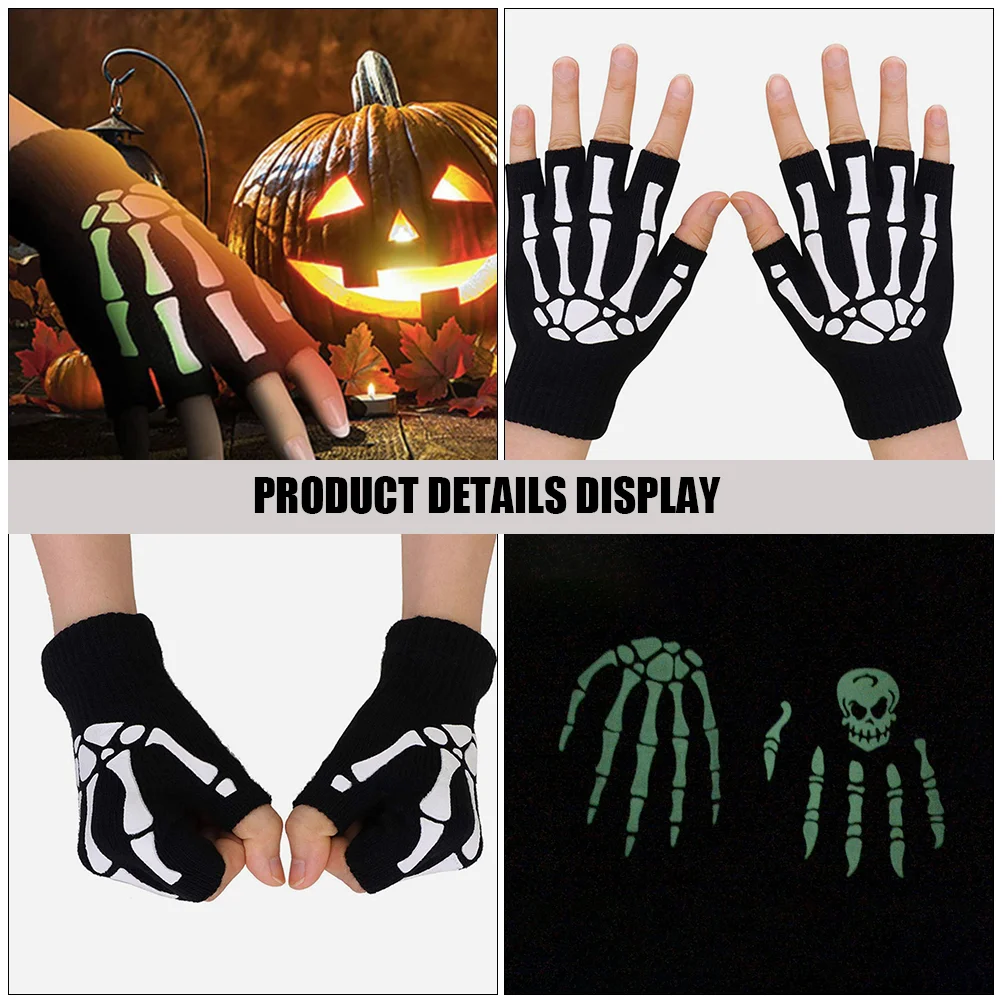 2 Pairs Winter Gloves Cycling Luminous Aldult 1600X1200X100CM Halloween for Women Adult and