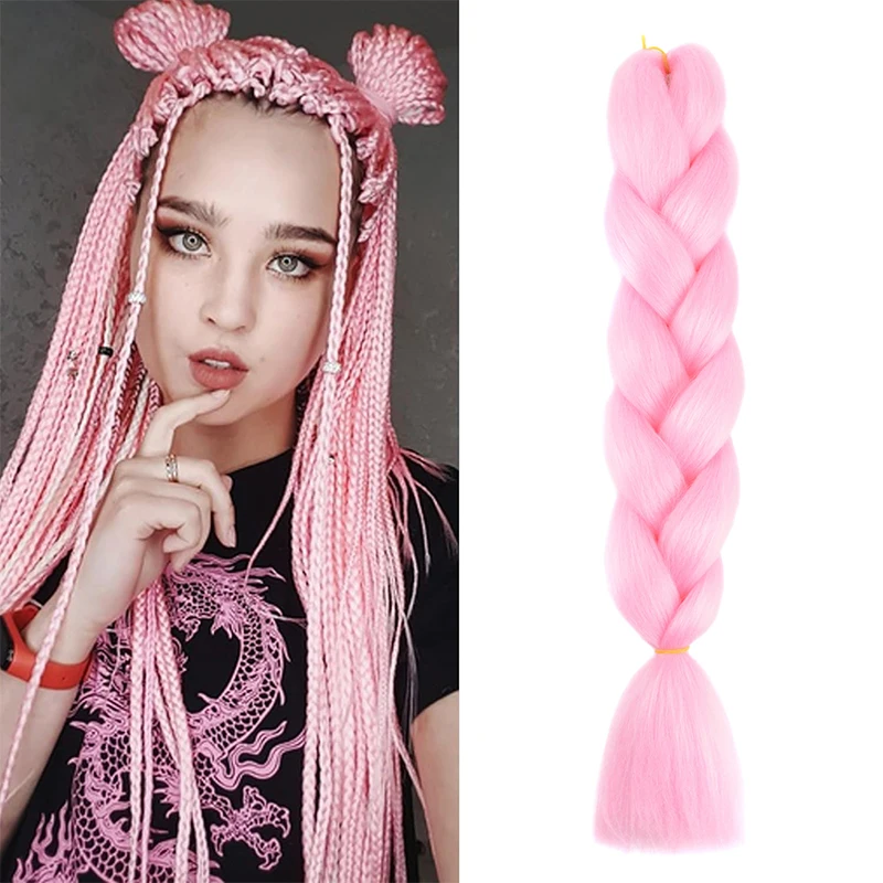 24-inch effen kleur synthetisch gevlochten haar Afrikaanse vrouwen en kinderen gigantische vlechtverlenging dagelijks diy vuile vlecht gehaakte pruik