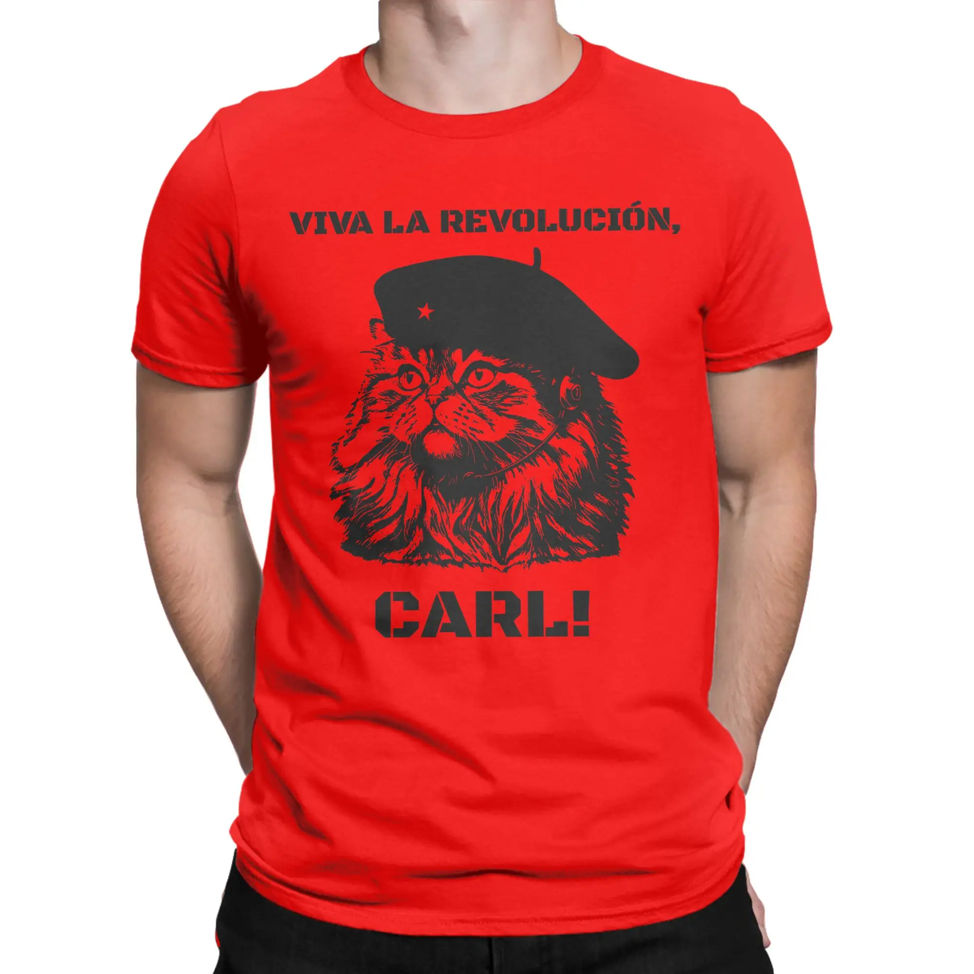 Novelty Viva La Revolucion Carl Dungeon Crawler Carl T-Shirts for Men 100% Cotton T Shirts  Short Sleeve Tees Printing Tops