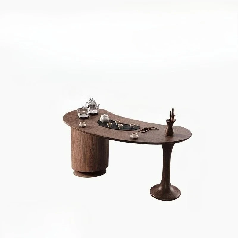 

New Chinese-style curved tea table walnut modern simplicity and high-end balcony household small apartment fashionable