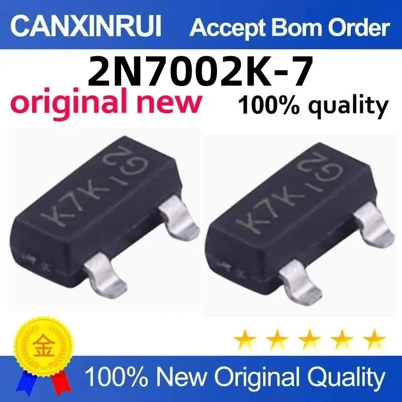 (5-100 pieces) Brand new original 2N7002K-7 silk screen  60V/0.38A N-channel SOT23-3 in stock chip