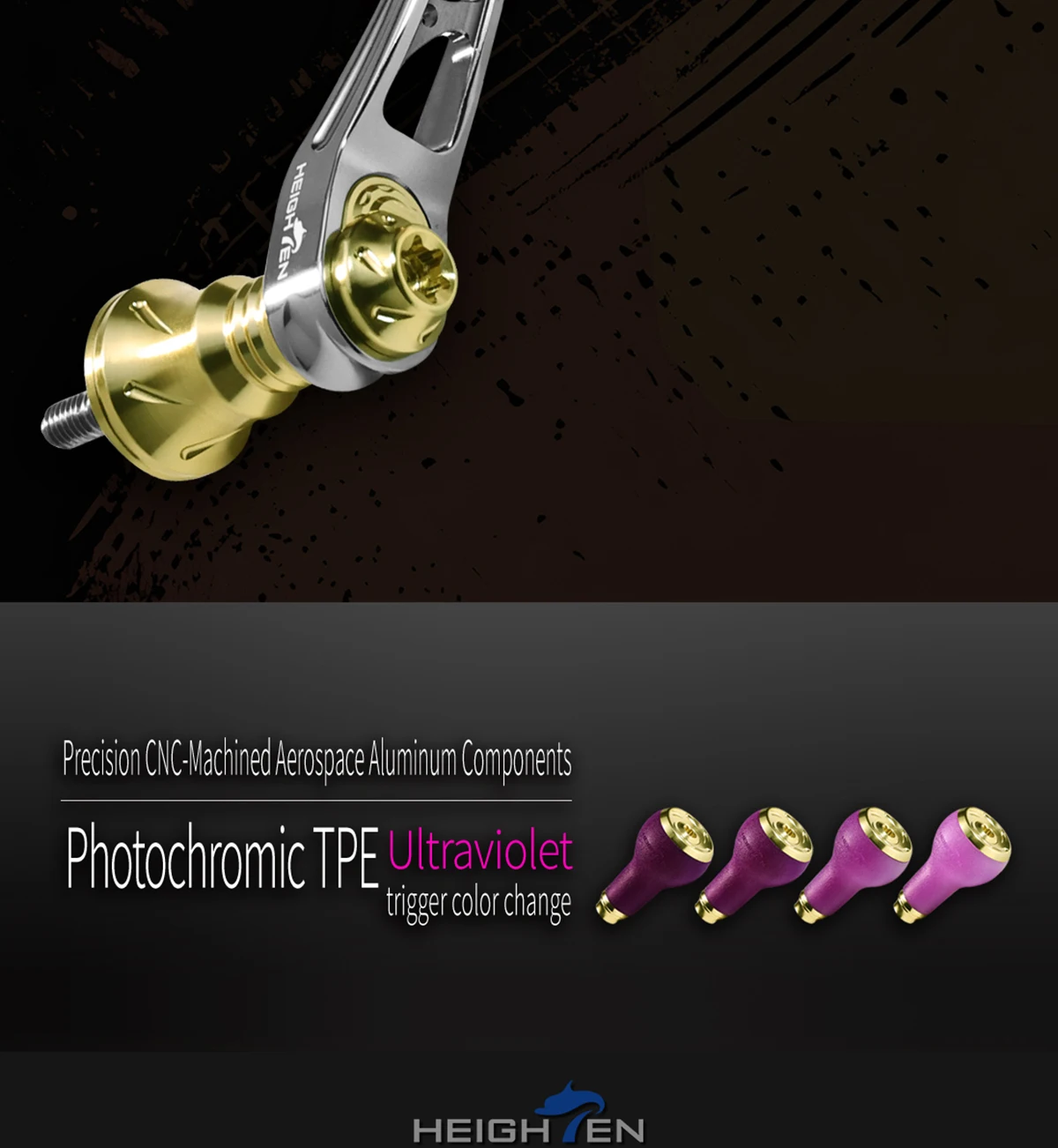 HEIGHTEN Verstellbarer Angelrollengriff mit photochromatischem Anti-Rutsch-Knopf – Universelles Zubehör für die Angelmodifikation – Detail 3