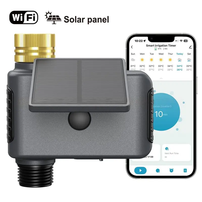 ABKP-Tuya Wifi Smart Solar-Powered Irrigation Timer Controller With App& Voice Control For Outdoor Sprinkler Systems