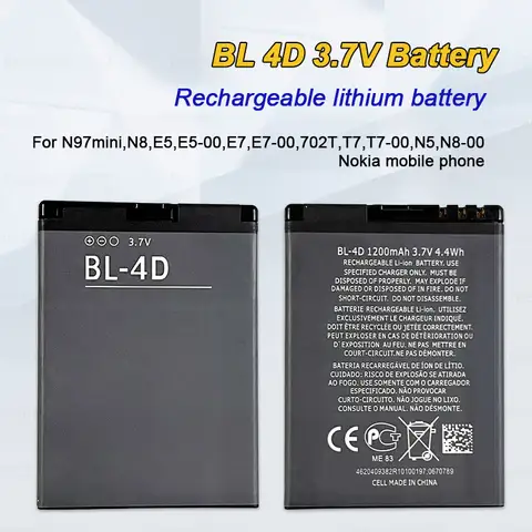 バッテリー BL-4D BL4D ノキア N97 Mini N8 E5 E5-00 E7 E7-00 702T T7 T7-00 N5 N8-00 BL 4D 携帯電話用リチウム電池