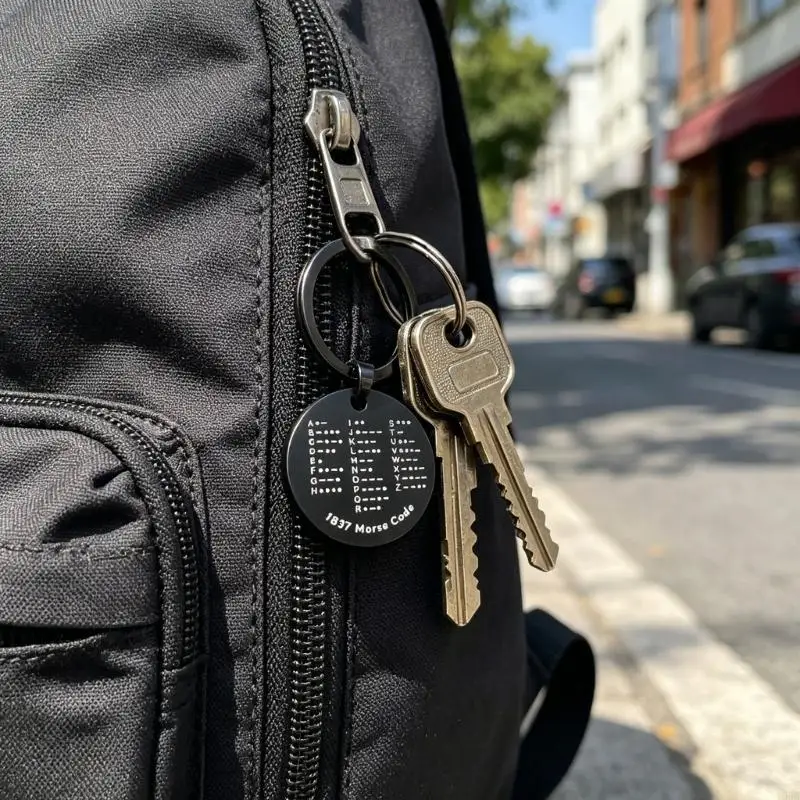Unique Morses Code Nameplate Keychains Stainless Steel For Key Or Backpacks