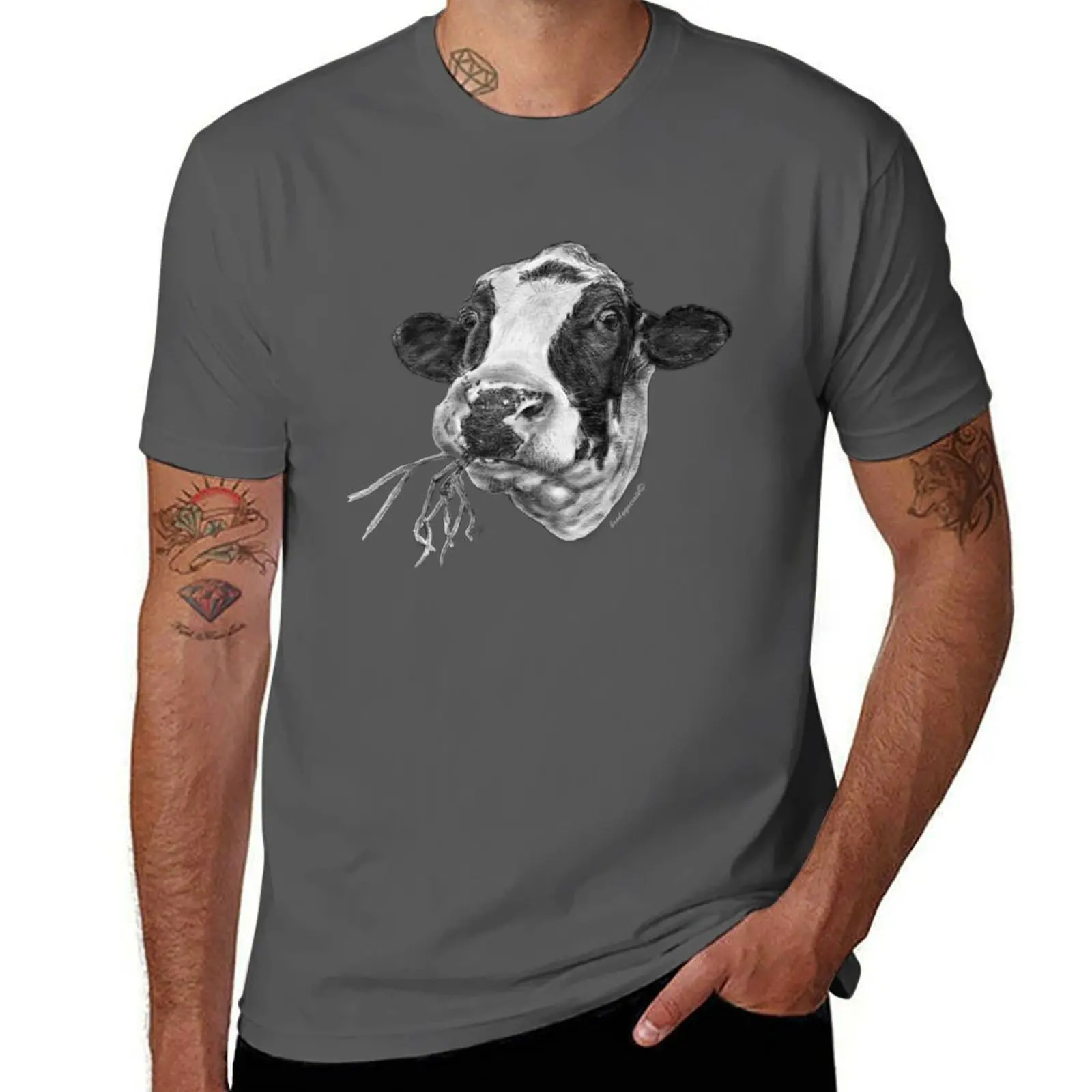 

Holstein Cow Happy Friesian Dairy T-Shirt Breathable Basic Cotton T-Shirt