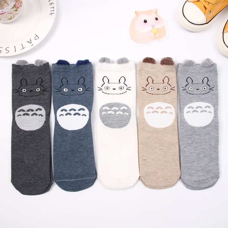 5 Pairs Women Cotton Socks Cute Cartoon Animals Funny Short Socks Set Spring Autumn Ladies Girls Kawaii Socks Hosiery